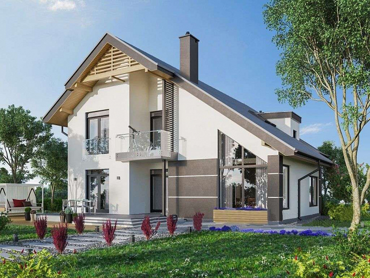 ТП-014 Проект двухэтажного дома из блоков и кирпича с вторым светом