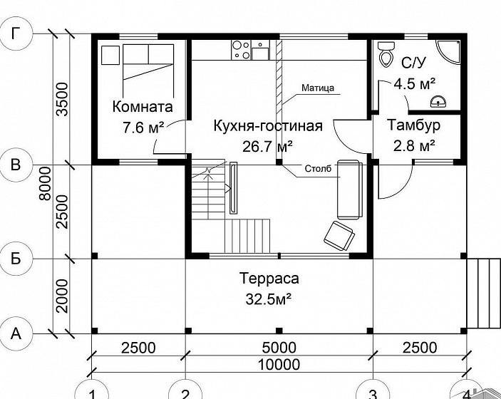 Проект каркасного дома №028